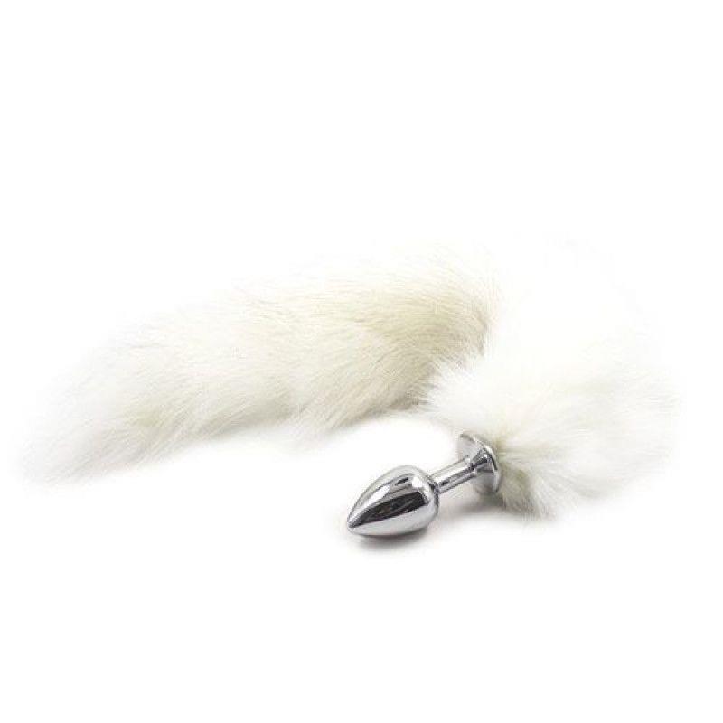 1-00904202 Plug anale con coda Long Fox Tail bianca - obrazek 1