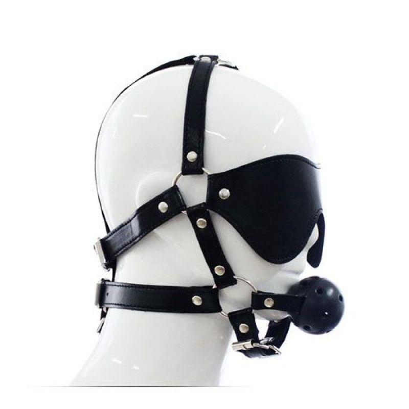1-00904268 Imbracatura per viso con Maschera per occhi e morso Total Head Harness Restraint black - obrazek 1