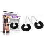 fetish pleasure fluffy leg cuffs black - zdjęcie produktu