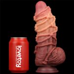 9 5 dual layered platinum silicone cock with rope - galeria 3