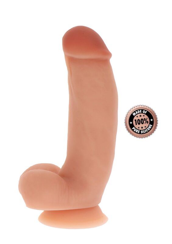 silicone dildo 7 inch w balls light skin tone - zdjęcie produktu
