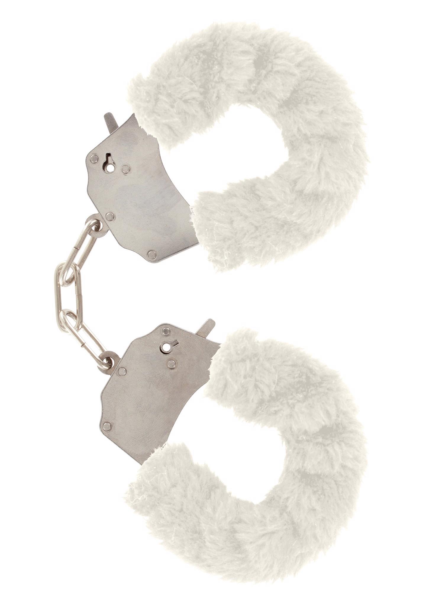 10350_WHITE_01 Furry Fun Cuffs White - obrazek 1