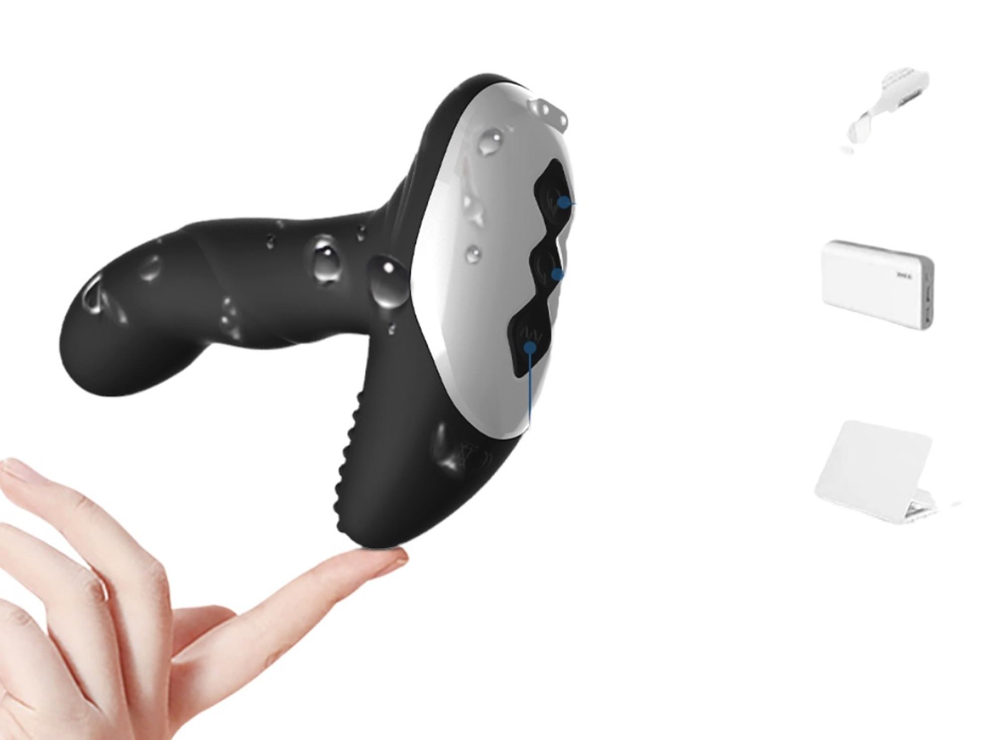 20-LP06_02 Luxury Play Prostate Stimulator – Silicone Usb Massager – 7 Function – Pulsator – Heating – Black - obrazek 1