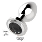 stymulator rechargeable butt plug vibrator usb 10 functions silver - galeria 3