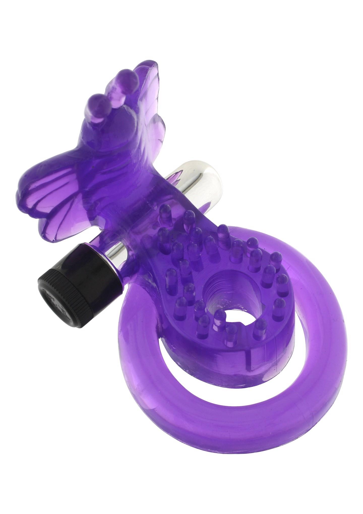 25126_PURPLE_01 Cock & Ball Ring Butterfly Purple - obrazek 1