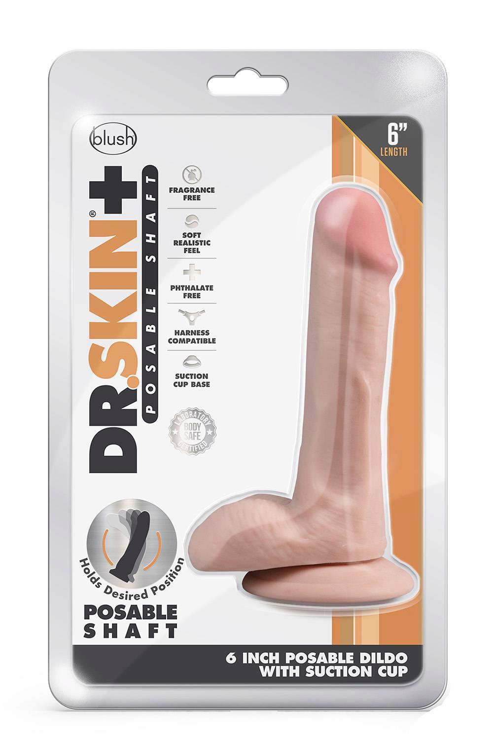35-331784 DR. SKIN PLUS 6 INCH POSABLE DILDO WITH BALLS VANILLA - obrazek 1