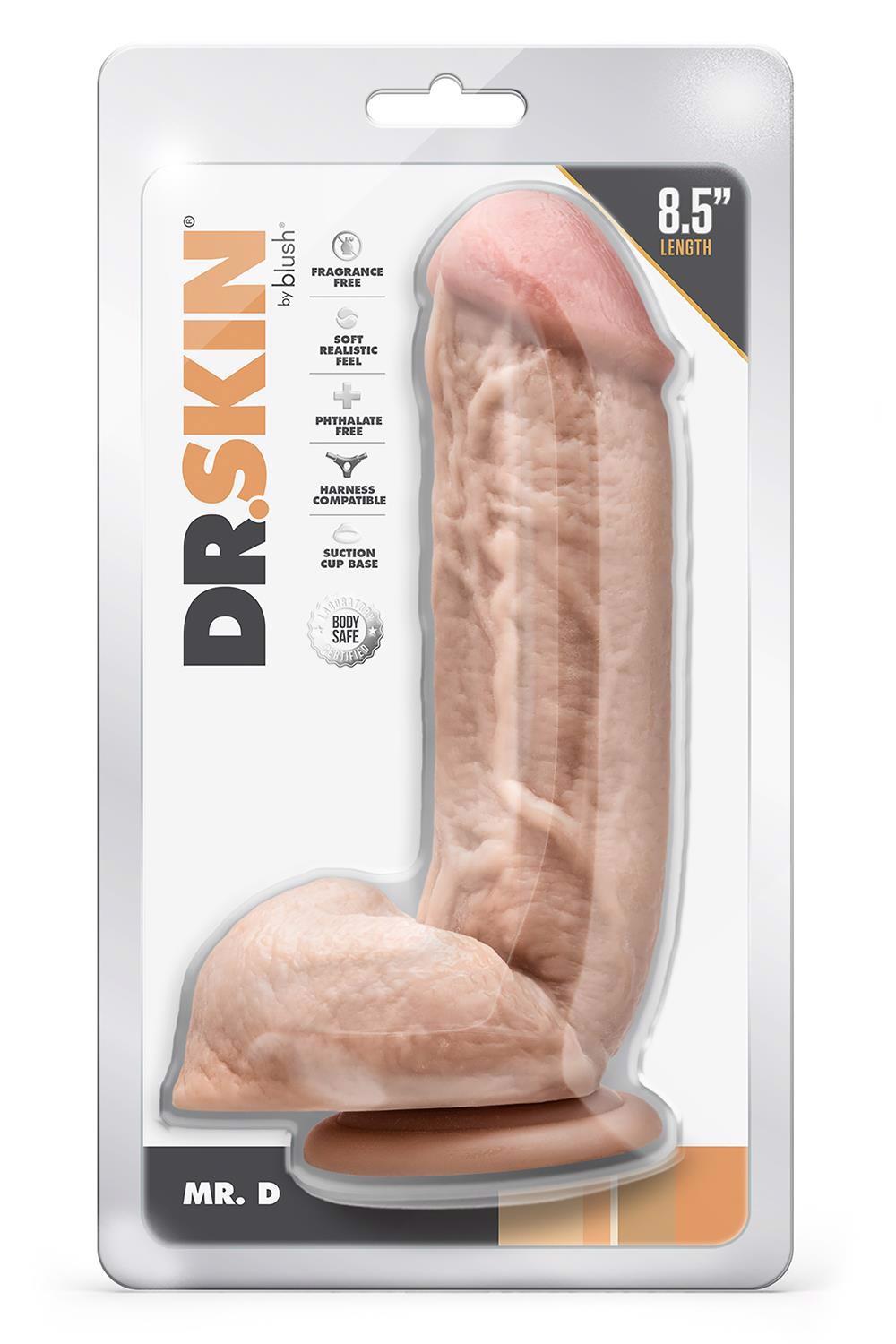 35-331942 DR. SKIN MR. D 8.5 INCH DILDO WITH BALLS BEIGE - obrazek 1