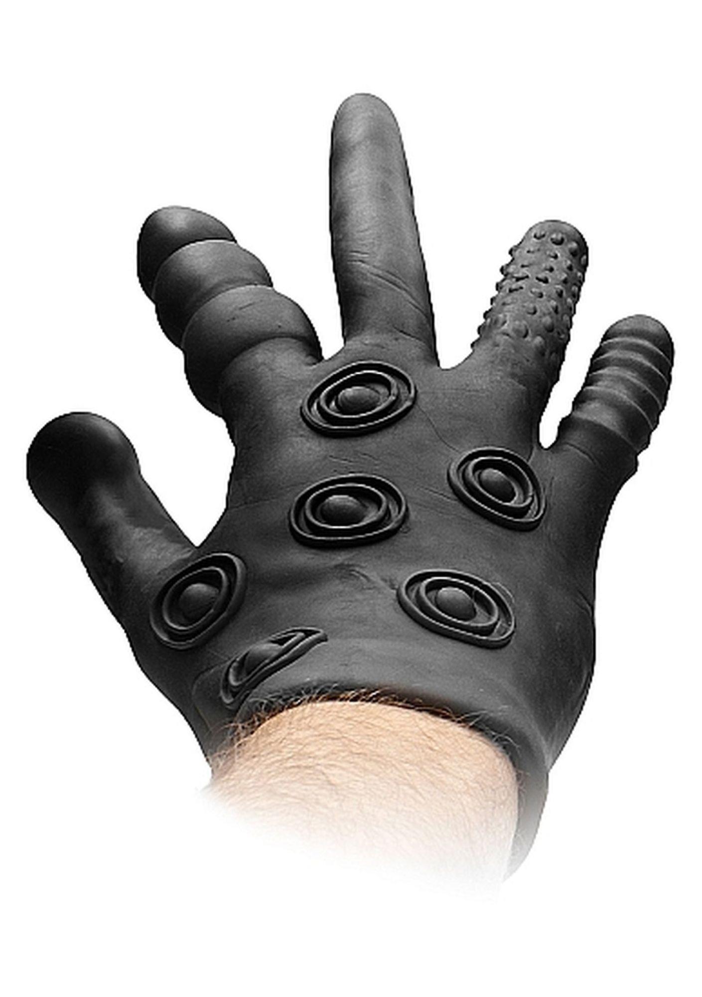 36-FST011BLK Silicone Stimulation Glove - Black - obrazek 1
