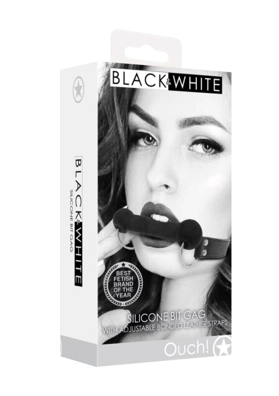 silicone bit gag with adjustable bonded leather straps - zdjęcie produktu