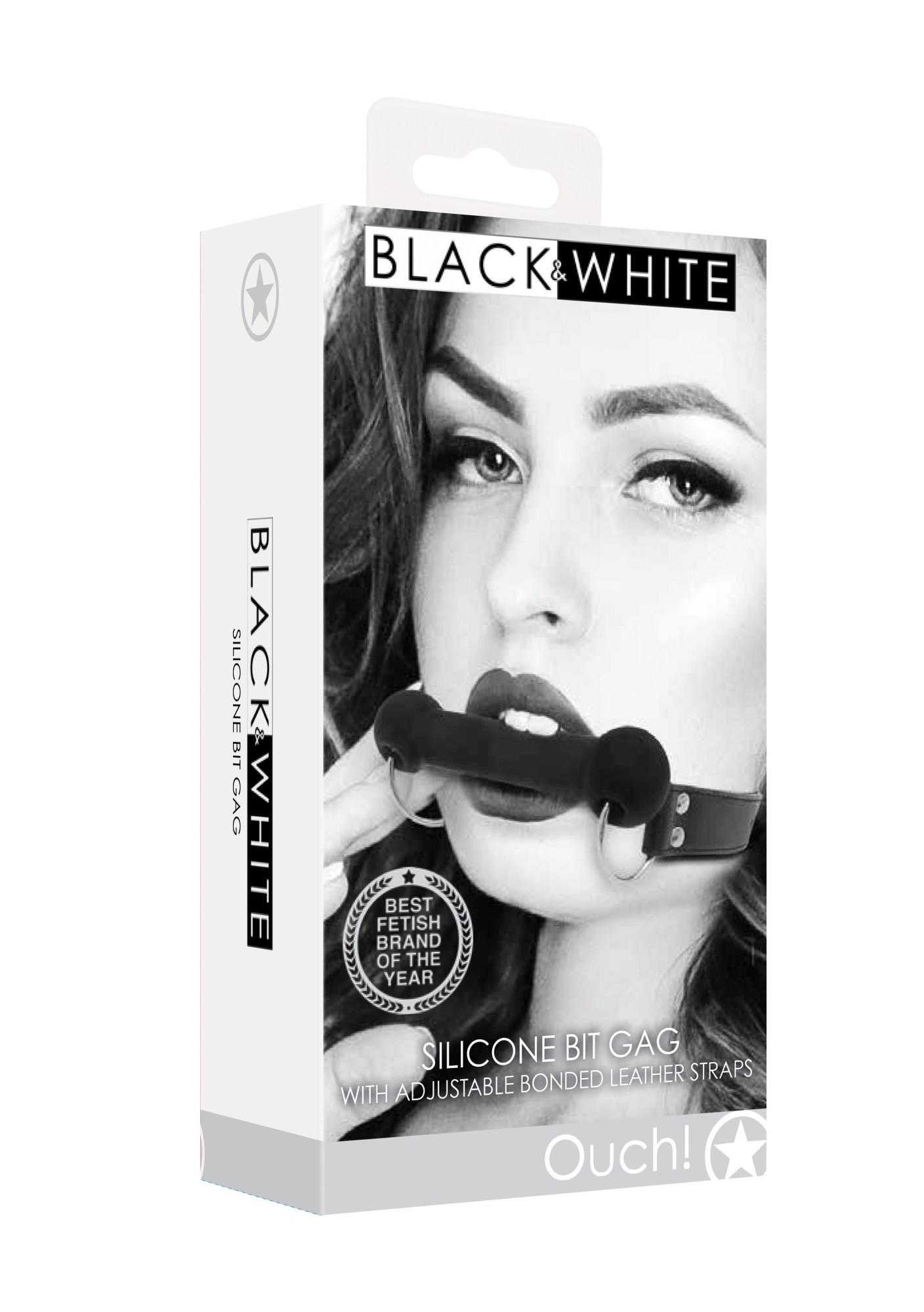 36-OU678BLK Silicone Bit Gag - With Adjustable Bonded Leather Straps - obrazek 1