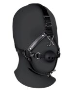 head harness with breathable ball gag and nose hooks black - zdjęcie produktu
