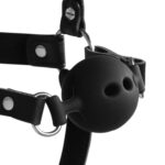 head harness with breathable ball gag and nose hooks black - galeria 3