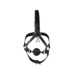 head harness with breathable ball gag and nose hooks black - galeria 4