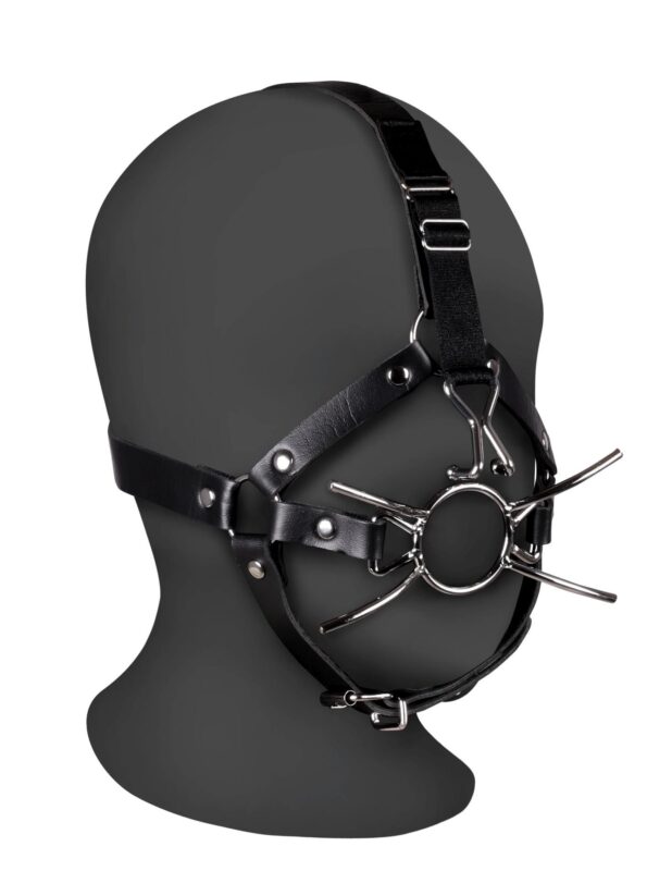 head harness with spider gag and nose hooks black - zdjęcie produktu