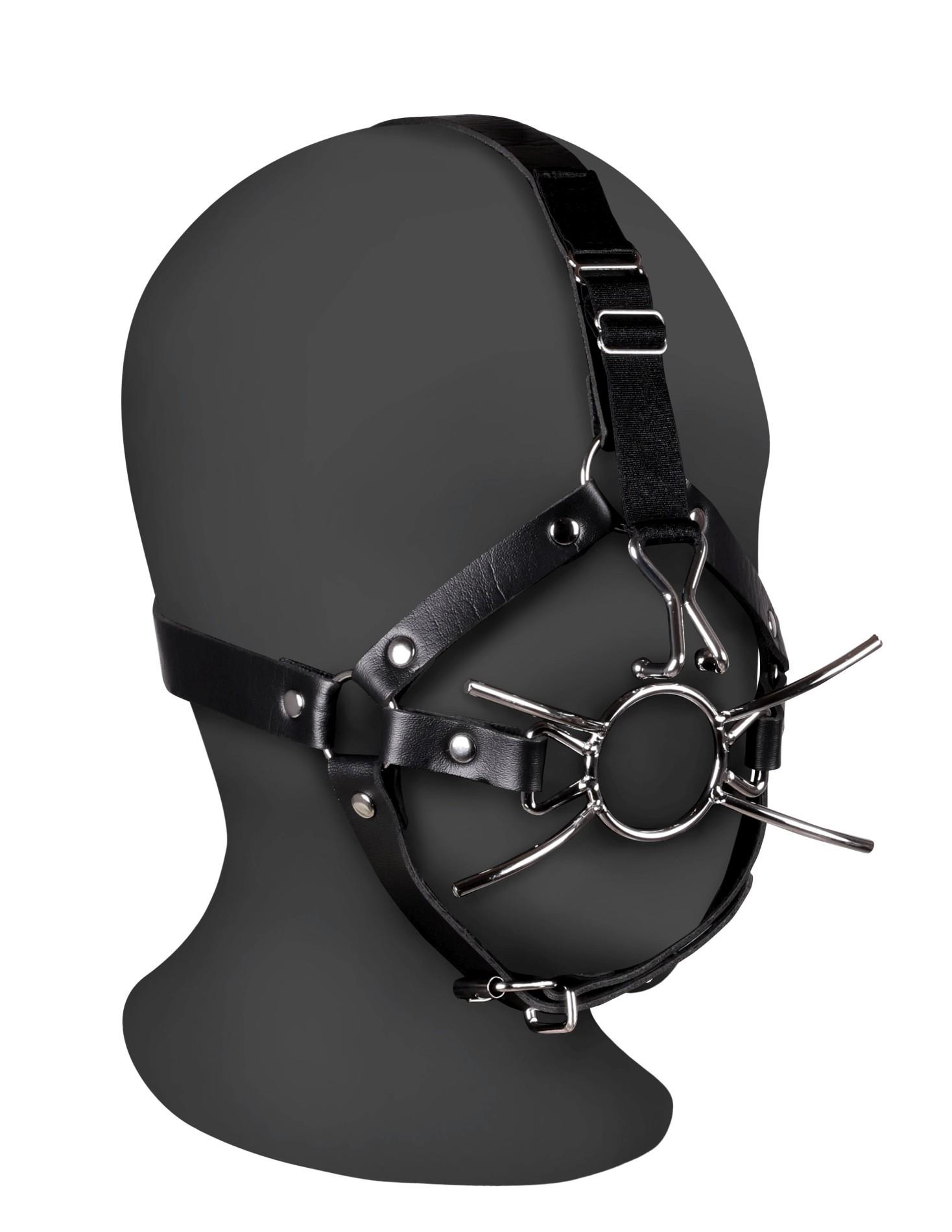 36-OU884BLK Head Harness with Spider Gag and Nose Hooks - Black - obrazek 1
