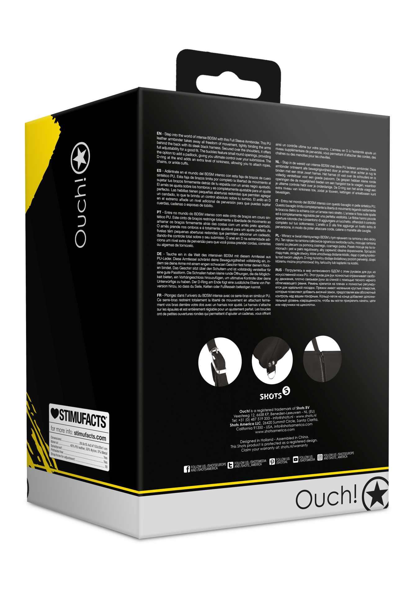 36-OU891BLK_02 Zip-up Full Sleeve Arm Restraint - Black - obrazek 1