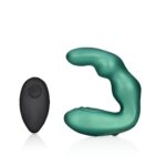 bent vibrating prostate massager with remote control metallic green - zdjęcie produktu
