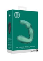 bent vibrating prostate massager with remote control metallic green - galeria 1