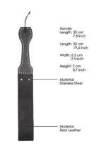 wooden handle belt whip slapper leather black - galeria 1