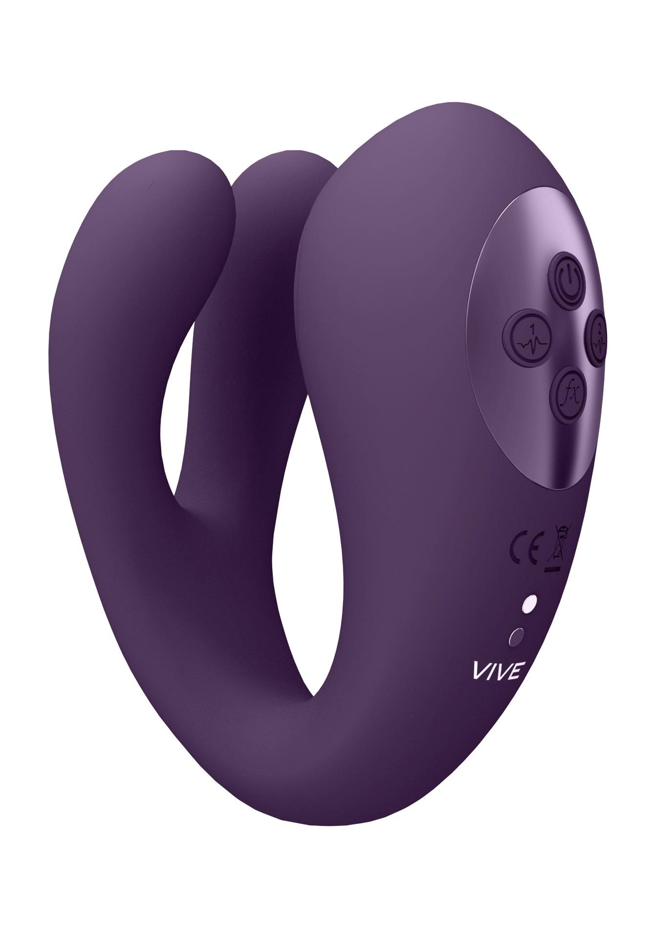 36-VIVE049PUR Yoko - Triple Action Vibrator Dual Prongs with Clitoral Pulse Wave - obrazek 1