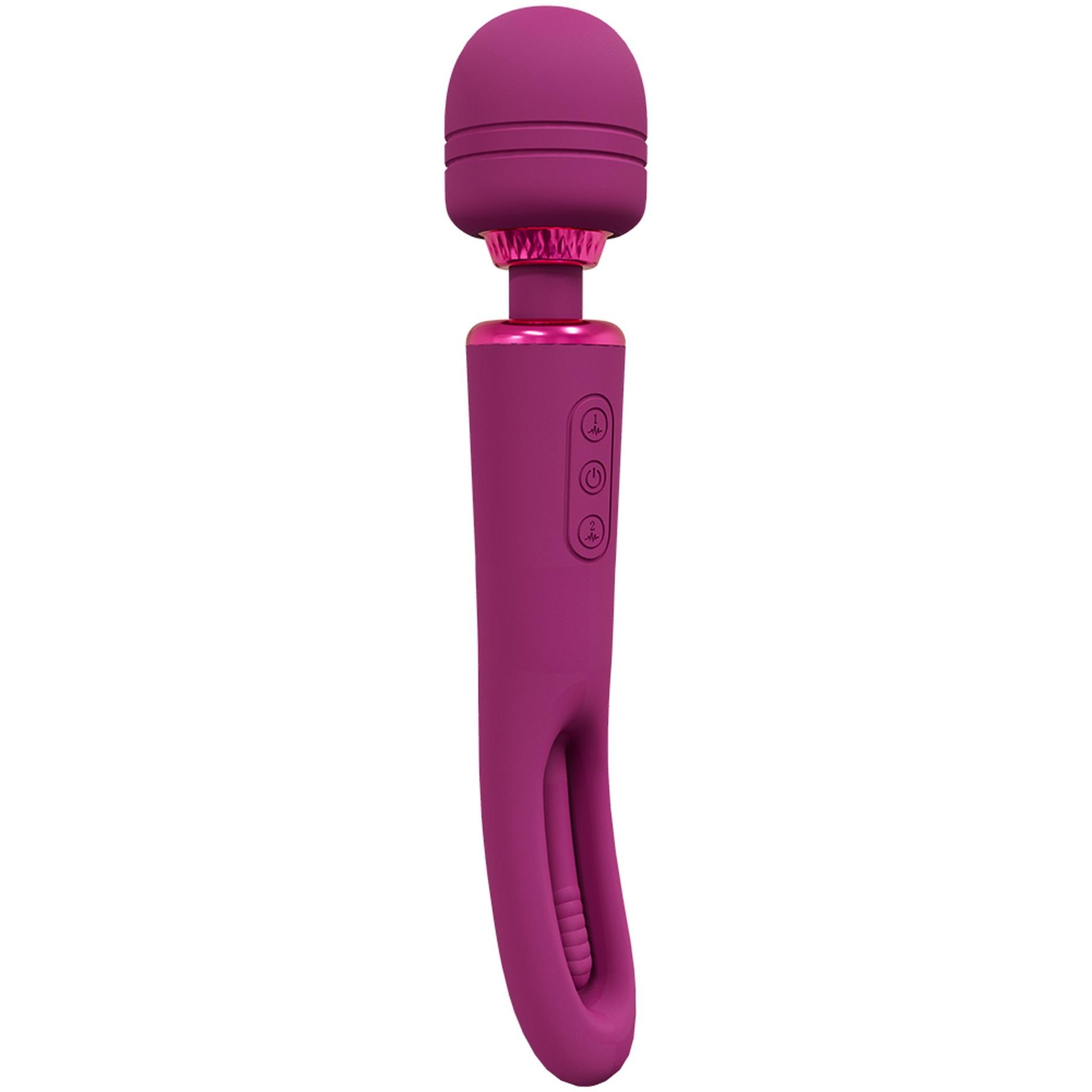 36-VIVE056PNK VIVE - Kiku - Rechargeable Double Ended Wand with Innovative G-Spot Flapping Stimulator - Pink - obrazek 1