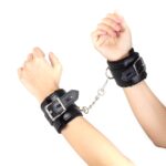 kajdanki black bondage handcuffs bdsm - galeria 4