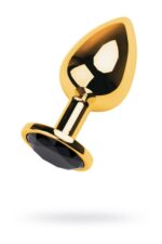 gold anal plug toyfa metal with pink round shaped gem - zdjęcie produktu