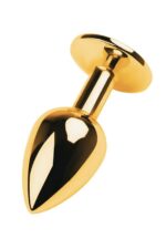 gold anal plug toyfa metal with pink round shaped gem - galeria 1