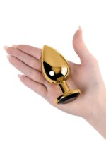 gold anal plug toyfa metal with pink round shaped gem - galeria 4