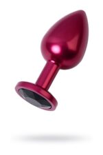 red anal plug toyfa metal with black gem - zdjęcie produktu