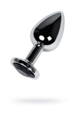 silver anal plug toyfa metal with black round shaped gem - zdjęcie produktu