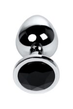 silver anal plug toyfa metal with black round shaped gem - galeria 1