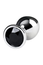 silver anal plug toyfa metal with black round shaped gem - galeria 2
