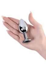 silver anal plug toyfa metal with black round shaped gem - galeria 3