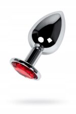 silver anal plug toyfa metal with red round shaped gem - galeria 1