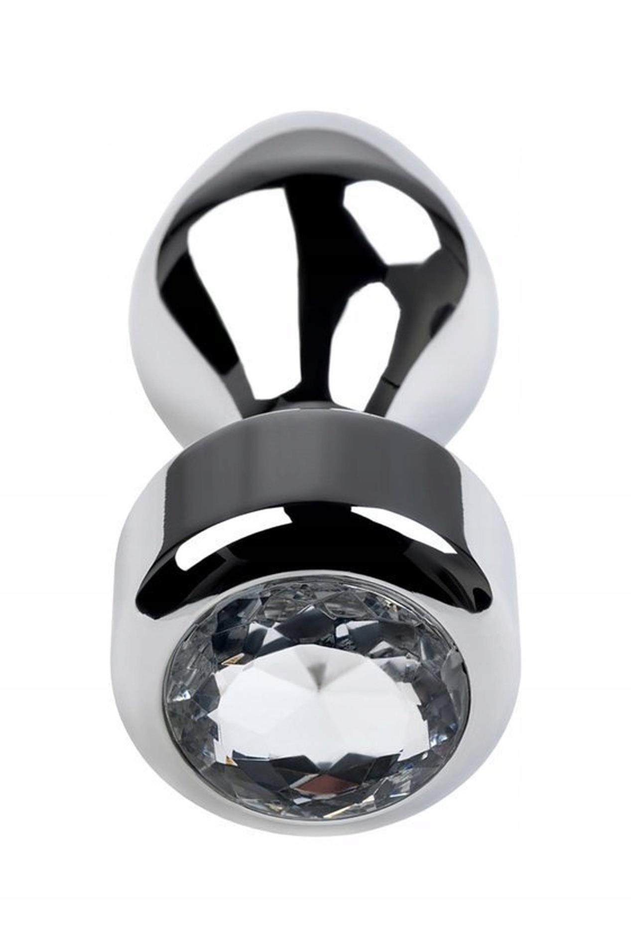39-717030-10_01 Metal by TOYFA, Anal plug, metal, silver, with diamond crystal, 9.5 cm, O 3.5 cm, 130 g - obrazek 1