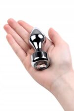 metal by toyfa anal plug metal silver with diamond crystal 9 5 cm o 3 5 cm 130 g - galeria 1