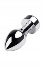 silver anal plug toyfa metal with red round shaped gem 2 - zdjęcie produktu