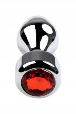 silver anal plug toyfa metal with red round shaped gem 2 - galeria 1