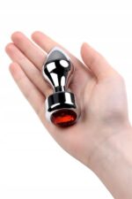silver anal plug toyfa metal with red round shaped gem 2 - galeria 2