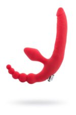 black red beltless strapon with vibro bullet moisture resistant silicone red 35 cm - zdjęcie produktu