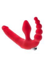 black red beltless strapon with vibro bullet moisture resistant silicone red 35 cm - galeria 1