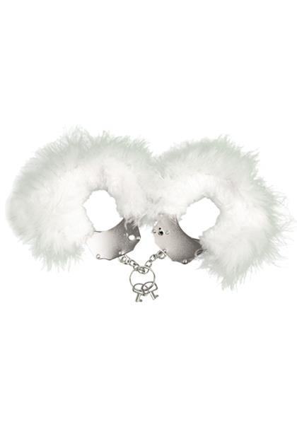 kajdanki smieszna zabawka kadanki metallic handcuffsfeather cov white - zdjęcie produktu