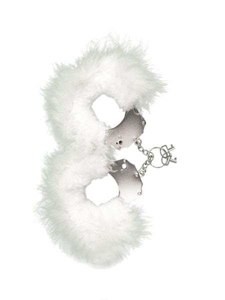 kajdanki smieszna zabawka kadanki metallic handcuffsfeather cov white - galeria 1