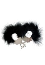 kajdanki smieszna zabawka kadanki metallic handcuffsfeather cov black - galeria 1