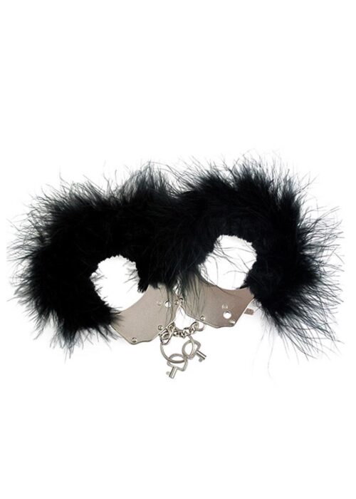 kajdanki smieszna zabawka kadanki metallic handcuffsfeather cov black - galeria 1