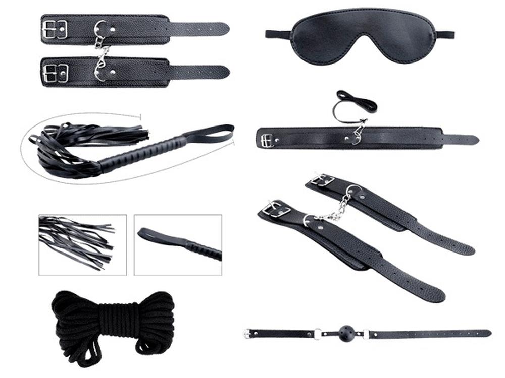 4-33559 Secret Desires Black BDSM Kit 8pcs - obrazek 1