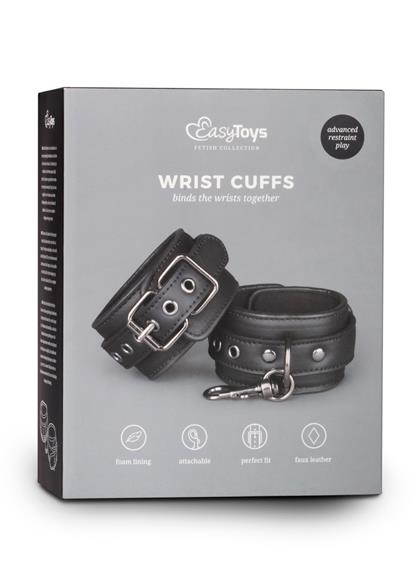 kajdanki black leather handcuffs - zdjęcie produktu