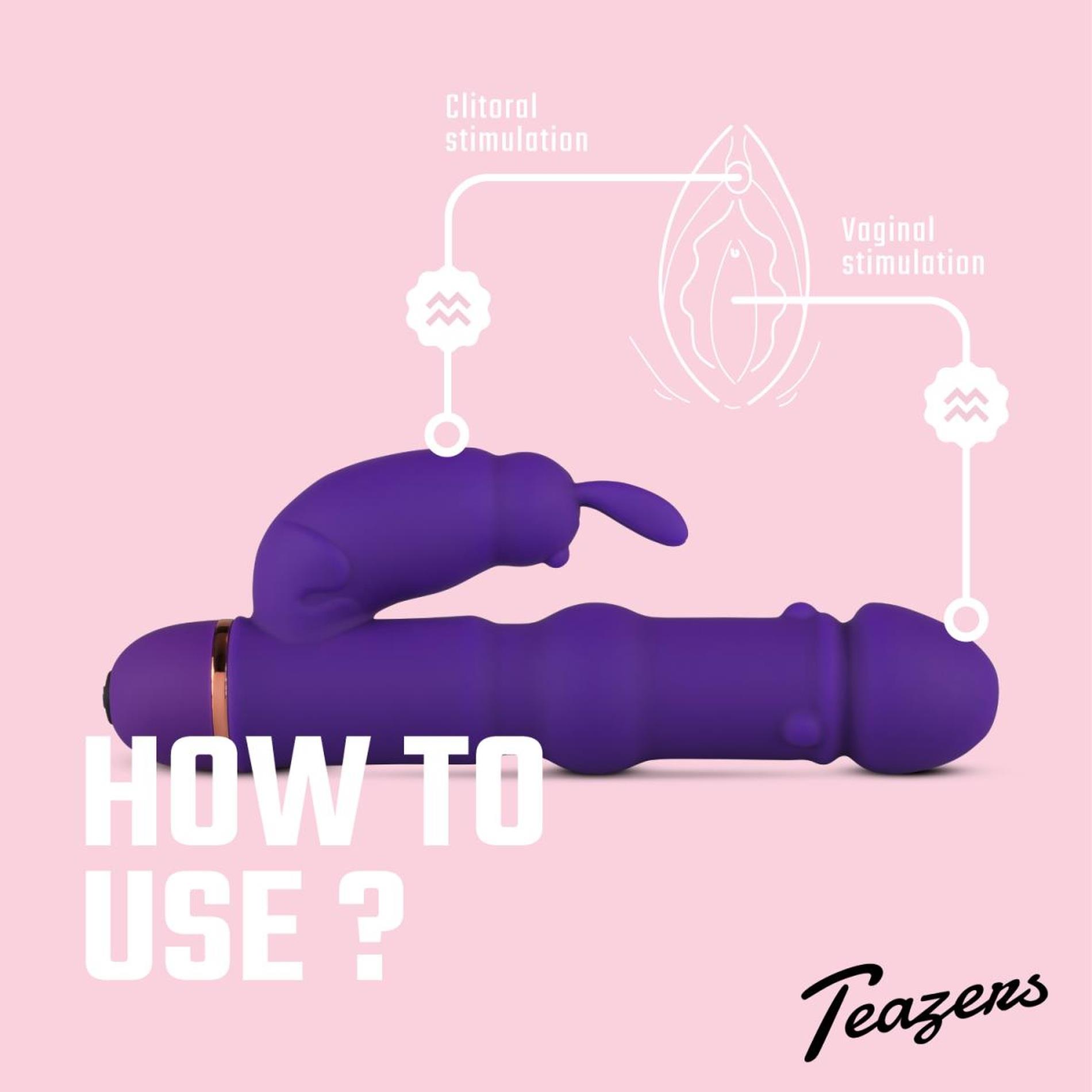 55-TEA005_01 Teazers Silicone Rabbit Vibrator - Purple - obrazek 1