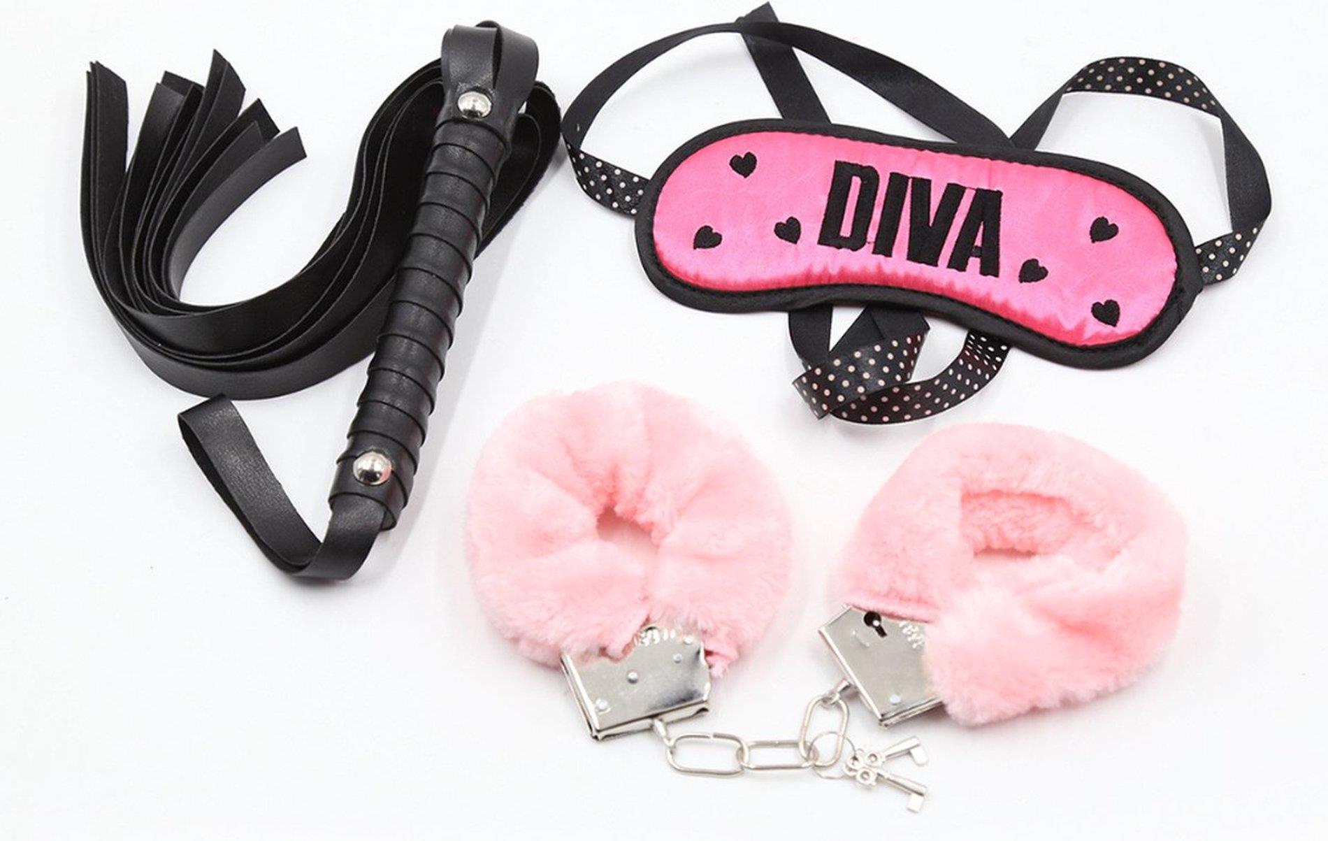57-001-07 Fetish Fever - Bondage Set - 3 pieces - Pink/Black - obrazek 1